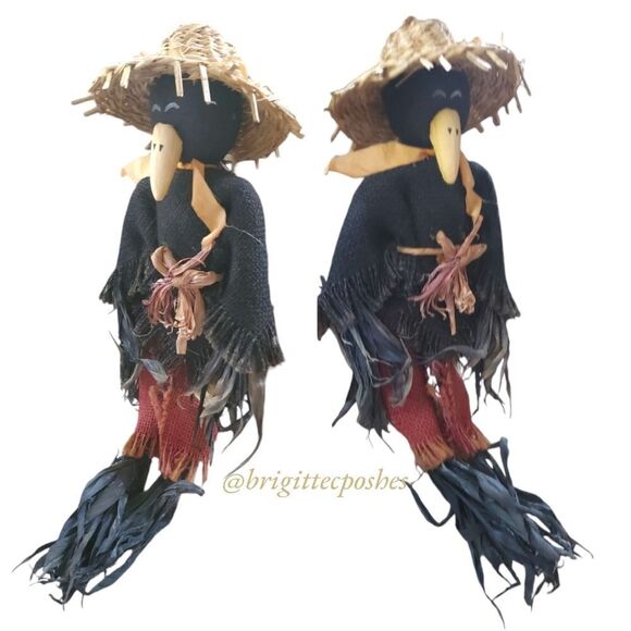 FALL THANKSGIVING HALLOWEEN 14" in. if Sitting, Scarecrow Straw Doll - Picture 3 of 11